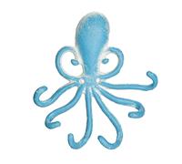 Relaxdays Wall Hook Rail Octopus, 6 Coat Hangers, Cast Iron, HWD: 16.5 x 15.5 x 4 cm, Antique Key, Light Blue/White