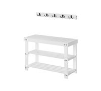 Coat Rack and 3-Tier Bamboo Shoe Bench Set