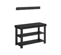Coat Rack and 3-Tier Bamboo Shoe Bench Set, Black