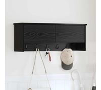 Coat rack Black oak 80x20x30cm Engineered wood shelf with hooks entryway modern