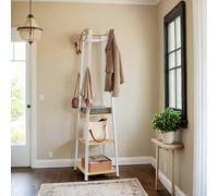 Coat Rack, Coat Stand with 3 Shelves, Hall Tree Free Standing with Hooks, Steel Frame, for Entryway, Living Room