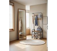 Coat Rack, Coat Stand with Shoe Storage Bench, 4-in-1 Design, with 9 Removable Hooks, a Clothes Rail, 34 x 72 x 183 cm, Industrial