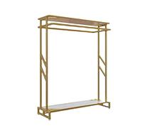 Coat Rack,Double-Pole Garment Rack with 2 Wooden Storage Shelves,Modern Simple Clothing Storage Display Rack for Clothes Store,Boutique,Showroom,150cm(Size:150 * 120CM)