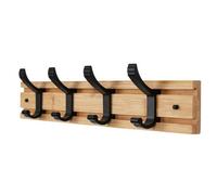 Coat Rack, Hanging Entryway With 4 Black Rustic Literary Hook Rails For Coat, Scarf, Bag, Key