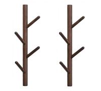 Coat Rack & Hat Rack，Wall Mounted，Sturdy Wooden Coat Rack Stand, Entryway Hall Tree Coat Tree with Solid Base for Hat,Clothes,Purse,Scarves,Handbags,Umbrella，Set of 2 (Dark Brown)