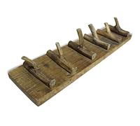 Coat Rack Made of Mixed Reclaimed Wood 60 x 15 cm with 6 Hooks Handmade Rustic Wall Coat Rack for Hallway Entrance for Storage Coats Bags and Scarves