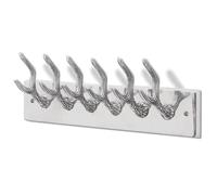 Coat rack silver aluminium 49x9x18cm antler wall hooks 6-hook polished invisible