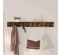 Coat Rack Smoked Oak 100x10.5x10.5 cm Engineered Wood Wall-Mounted Hooks Hallway