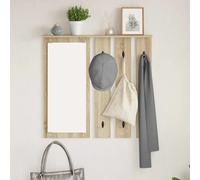 Coat Rack Sonoma Oak Engineered Wood 84x10x80cm Wall Mounted Shelf Mirror Hooks
