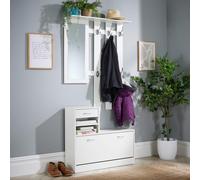 Darfield Hallway Coat Hook and Shoe Cabinet Storage Unit Home Source White One Size