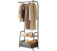 Coat Rack Vertical Storage Shelf - French Style Cream Coat Hanger with Net Basket for Bedroom - Modern Clothing Organizer Space-Saving Design