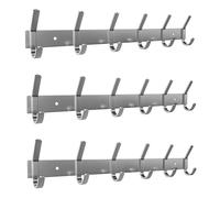 Coat Rack Wall Mount - Brushed Nickel 17 Inch Stainless Steel Hook Rail with 6 Heavy Duty Double Coat Hooks - Wall Mounted Coat Hanger for Entryway, Bathroom, Bedroom, Towel, Hat Organizer - 3 Pack