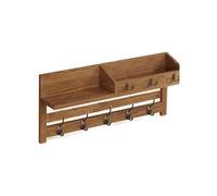 Coat Rack Wall Mount with Hooks & Shelf - Wooden Entryway Organizer for Hanging Coats, Keys, Hangers - Space Saving Durable Wood Holder for Hallway, Bedroom, Office-The Essential Model