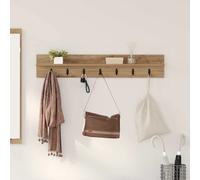 Coat Rack Wall-Mounted 100x10.5x18cm Artisan Oak Engineered Wood Hooks x2 Indoor