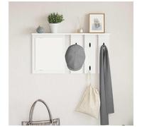 Coat Rack Wall-Mounted 85x10x45cm White Engineered Wood Shelf & 6pcs Metal Hooks