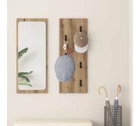 Coat Rack Wall-Mounted Artisan Oak Engineered Wood 30x1.5x80cm Hooks Slim Entry