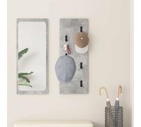 Coat Rack Wall-Mounted Concrete Grey 30x1.5x80cm Engineered Wood Hooks Minimal.