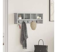 vidaXL Wall-Mounted Coat Rack with Shelf Concrete Grey 75 x 16 x 26 cm, Hallway Storage, Modern Coat Rack, Wall-Mounted Hooks, Rectangular Indoor Furniture, Stylish Entryway Organization