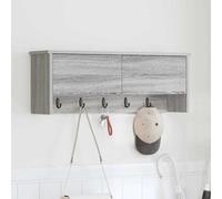 Coat Rack Wall-Mounted Grey Sonoma 80x20x30 cm Engineered Wood 2 Shelves 2 Doors