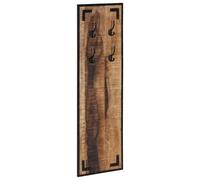 vidaXL Solid Rough Wood Mango Coat Rack - Brown/35x8x110cm with 4 Hooks, Iron Frame for Bedroom/Hallway/Office