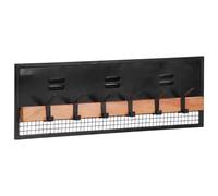 Coat Rack Wall-mounted Mango Wood and Steel 90x11x30 cm. Natural Finish 6 Hooks