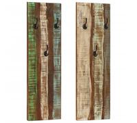 Coat Rack Wall-mounted Multicolour Solid Reclaimed Wood 36x3x110 cm 2pcs painted