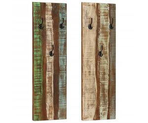 Coat Rack Wall-mounted Multicolour Solid Reclaimed Wood 36x3x110 cm 2pcs painted