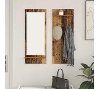 Coat Rack Wall-Mounted Old Wood 70x10x90 cm Engineered Wood 2 Shelves Mirror New