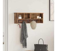 Coat Rack Wall-Mounted Old Wood 75x16x26cm Engineered Wood 3 Shelves Hooks Slim