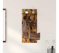 Coat Rack Wall-Mounted Smoked Oak Engineered Wood 40x10x90cm Modern Shelf Hooks