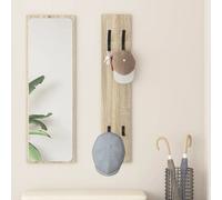 Coat Rack Wall-Mounted Sonoma Oak 100cm Engineered Wood 4 Hooks Slim SpaceSaving