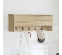 Coat Rack Wall-Mounted Sonoma Oak 80x20x30cm Engineered Wood with Hooks +2doors