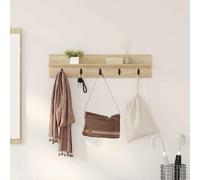 Coat Rack Wall-Mounted Sonoma Oak Engineered Wood 80x10.5x18cm Entryway UK Hooks
