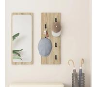 Coat Rack Wall Mounted Sonoma Oak Engineered Wood 80x30x1.5cm Slim Entry Hooks.