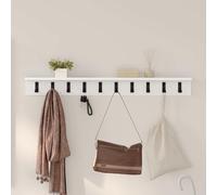 Coat Rack Wall-Mounted White 100x10.5x10.5cm Engineered Wood Hooks Modern Sleek