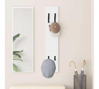 Coat Rack Wall-Mounted White Engineered Wood 100 x 20 x 1.5 cm Slim Modern Hooks