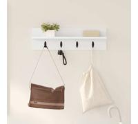 vidaXL Wall-Mounted Coat Rack White 60 x 10.5 x 18 cm Engineered wood, Elegant Wall-Mounted Storage Rack, Modern Rectangular Coat Organizer, Minimalist Entryway Shelf, Functional Hanger for Coats