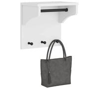 Coat Rack Wall-mounted White Solid Pinewood 43x30x42 cm 3-Hook Rustic with UV.