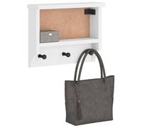 Coat Rack Wall-mounted White Solid Pinewood 45x12x35 cm 3 Hook Rustic Vintage XL