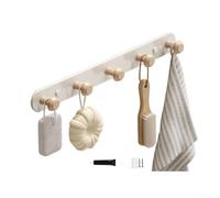 Coat rack with 5 wooden hooks featuring a minimalist Scandinavian design for organizing outdoor clothing and accessories in homes (5 Hook - Thickened)