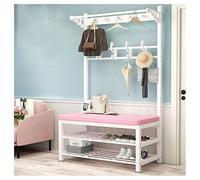 Coat Rack with Shoe Bench & 2Tier Shelves 12/13/16 Hoo Entryway nizer NonSlip Foot Pads Perfect for Bedroom Hallway Living RoomBlack 100x33x17 cm