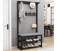 Coat Rack with Shoe Bench, Free Standing Hall Tree with 12 Hooks, Entryway Organizer for Hats and Bags, Storage Solution for Living Room