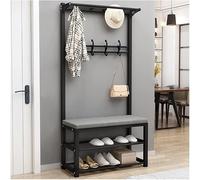 Coat Rack with Shoe Bench - Sturdy Free Standing Organizer for Entryway | Multi-Functional Coat Rack with 12 Hooks & Shoe Bench - Durable Organizer for Entryway, Hallway, Mudroom & Storage Solutions