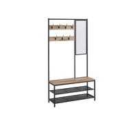 Coat Rack with Shoe Storage, Camel Brown and Ink Black
