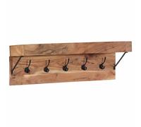 Coat Stand Brown Solid Acacia Wood 73 x 19 x 23 cm with Hook Rail Wall Coat Rack for Hallway Entrance with Storage Space and Storage