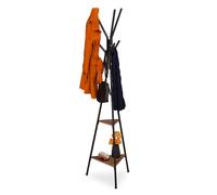Coat stand Clothing Organizer Industrial Hanger 6 Hooks 2 Shelves Coat Rack