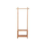 Coat Stand,Heavy Duty Clothing Hanging Rod with 2 Wooden Storage Racks,Single-Rail Clothes Hanger for Coats,Shirts,Dresses,Shoes,for Bedroom,Porch,172cm(Size:172 * 95CM)