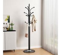 Coat Stand, Standing Coat Rack, Free Standing Clothes Rack with 6 Hooks, 180cm Metal Clothes Stand Coat Rack, Tree Shaped Hat Handbag Scarf Hanger,for Living Room, Bedroom