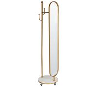Coat Stand with Mirror LORENA 172 cm Metal Gold