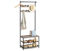Coat Stand with Shoe Bench, Greige and Black / 64W cm